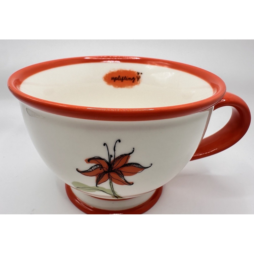 STARBUCKS COFFEE Orange/White 2006 "Uplifting" TIGER LILY Flower‎ 10 oz TEA CUP